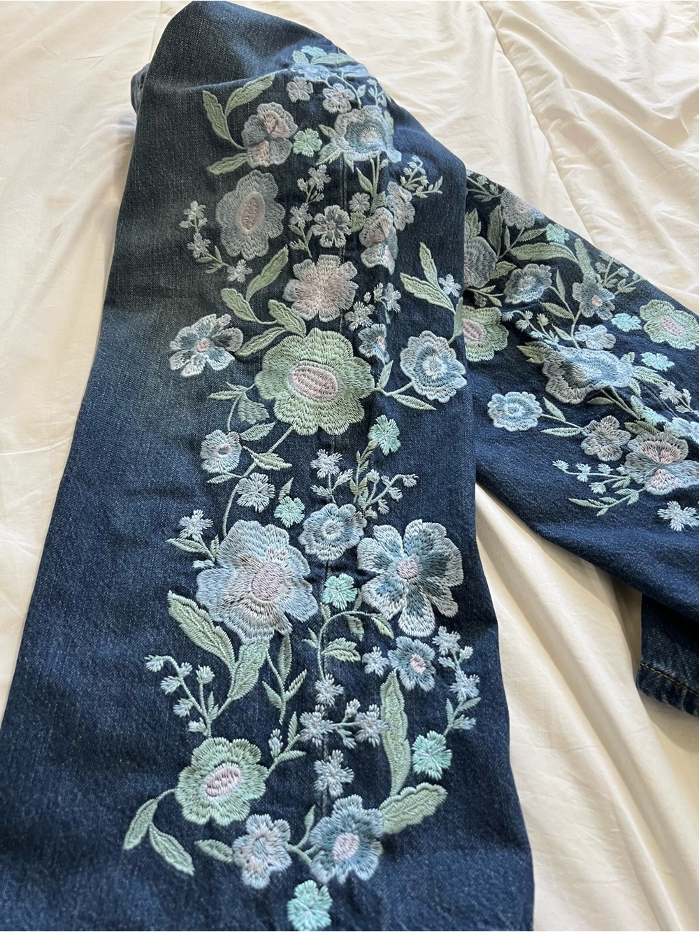 NWT Free People Willow Floral forget me not Embroidered jeans w 29 we the free - Picture 8 of 16